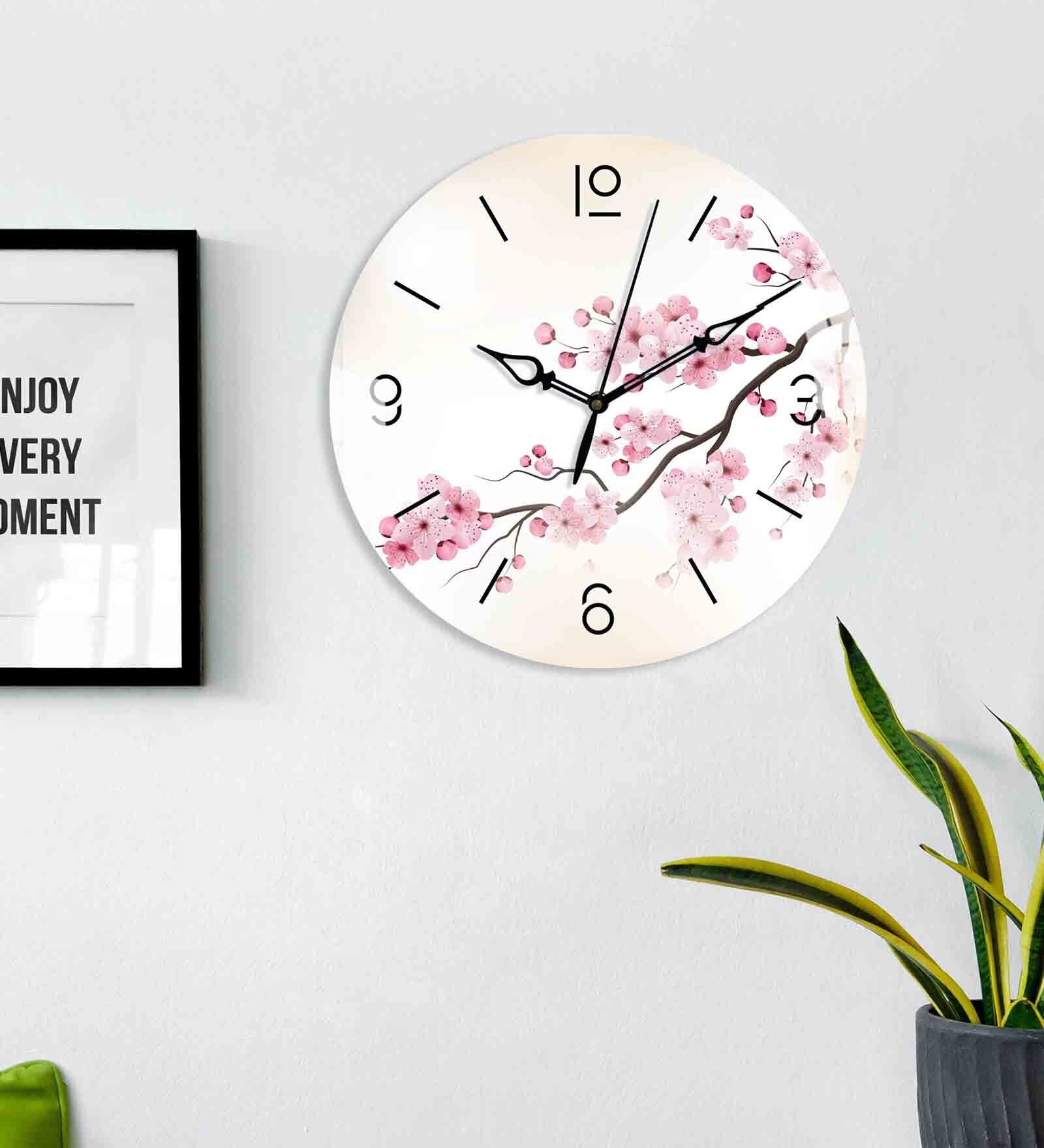 Pink Leaf Acrylic Wall Clock