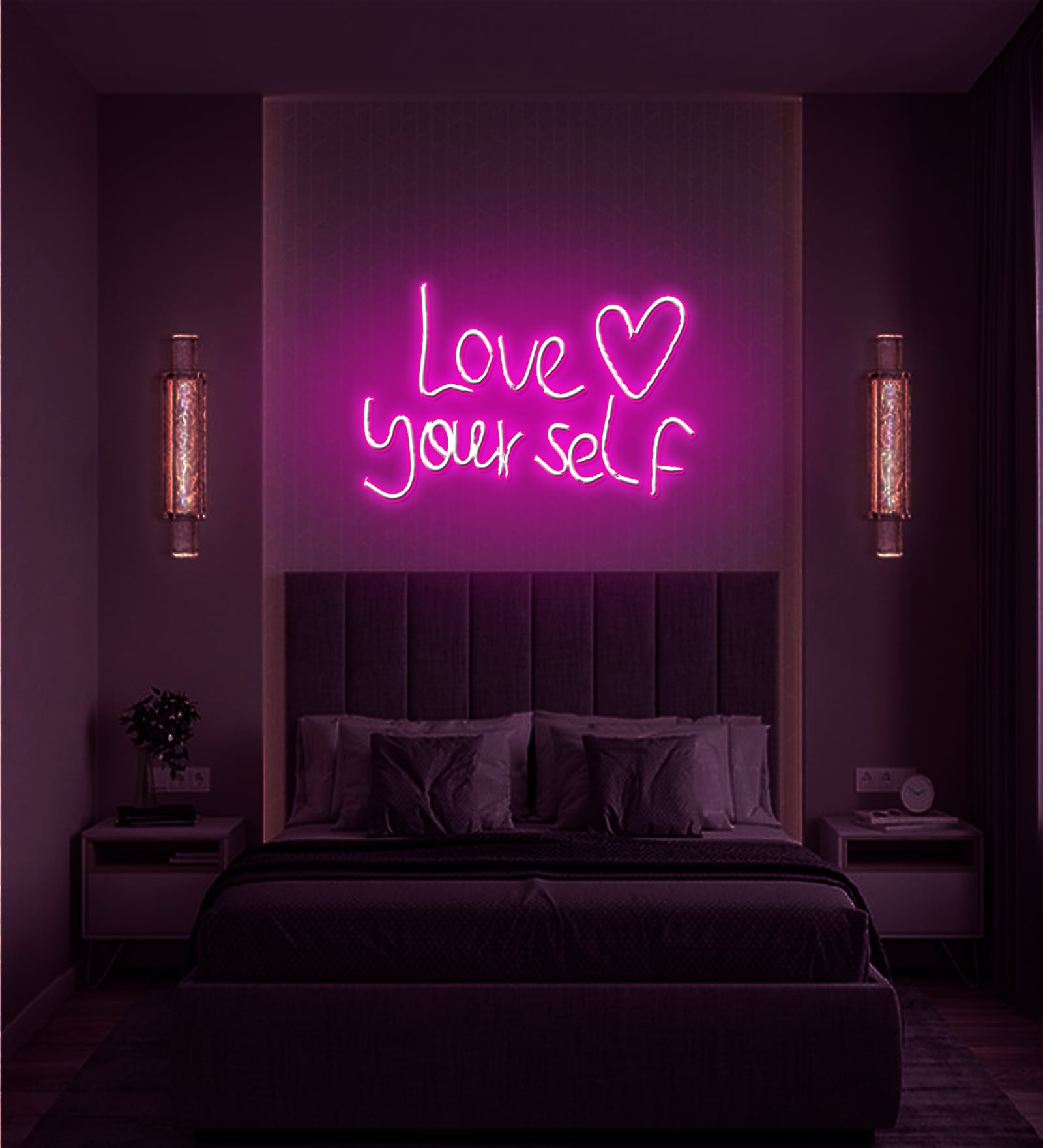 Pink Love Yourself  (W 16 x H 8) Acyrlic & Silicone LED Neon Light (Warm White)