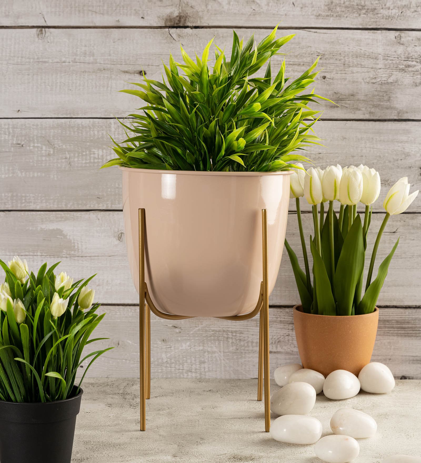 Pink Metal Desk Planter Set of 1