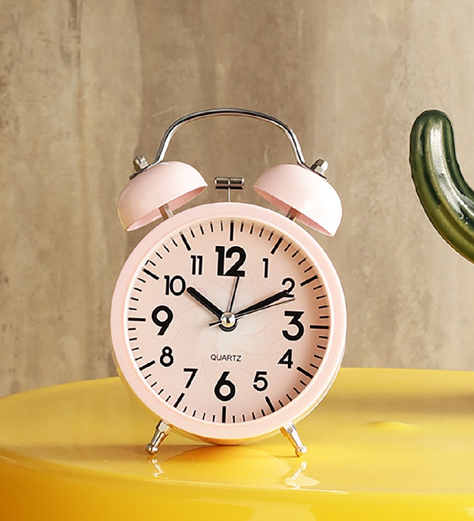 Pink Metallic Vintage Inspired Table Alarm Clock With Nightlight