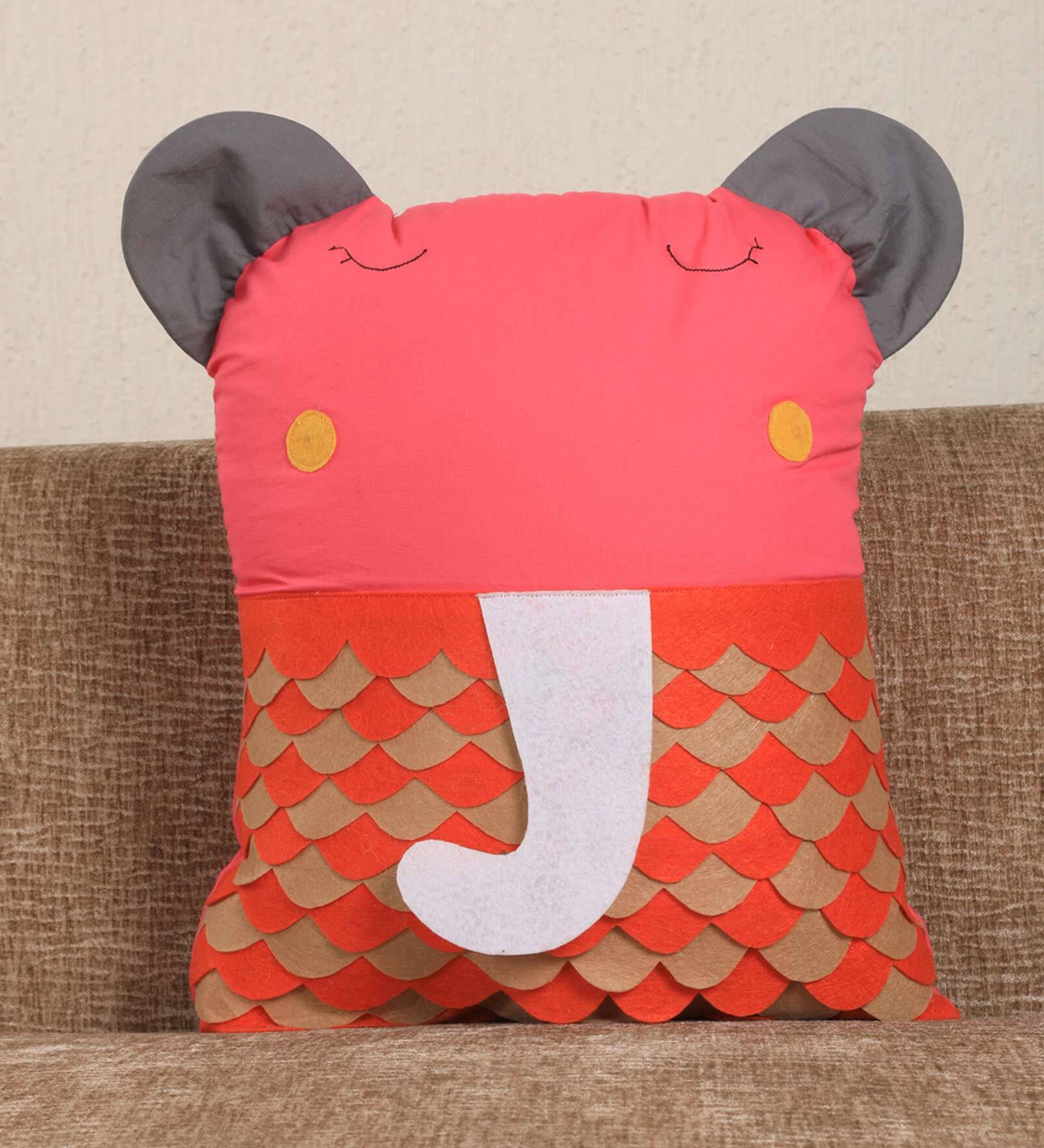 Pink Cotton Elephant Shaped Pillow