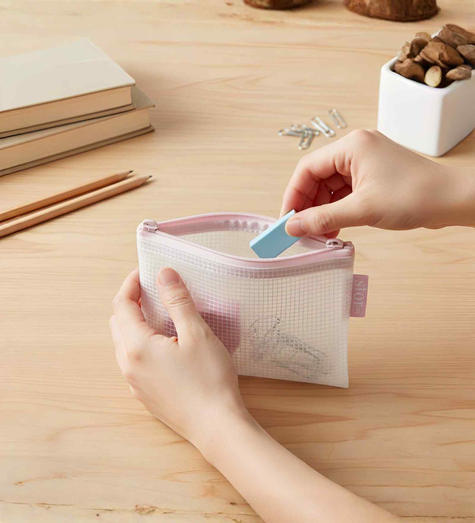 Pink Mini ZiPolypropyleneer Pouch Multipurpose Utility Organizer