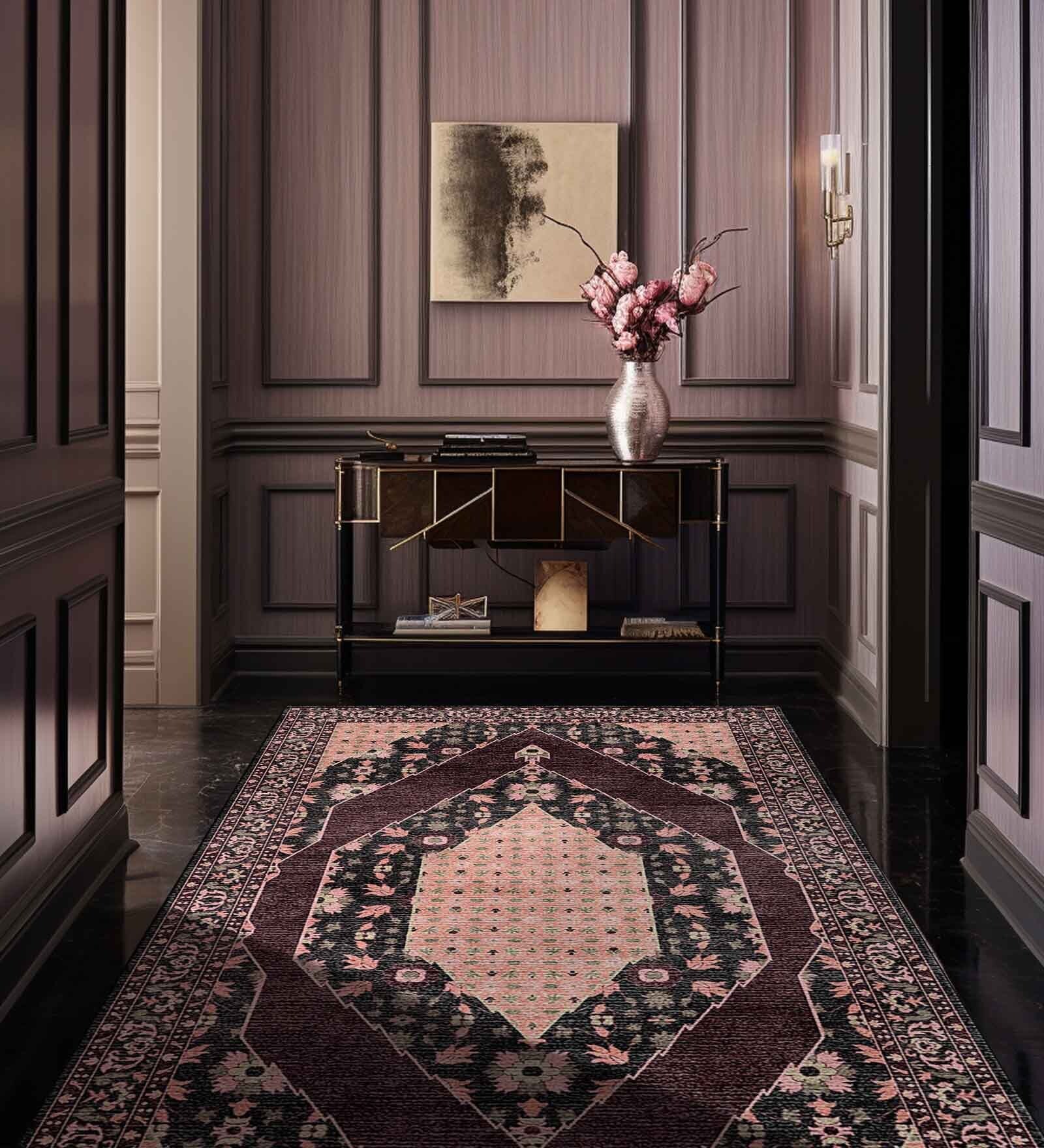 Pink Persian Bamboo Silk 4 ft x 6 ft Hand Tufted Carpet