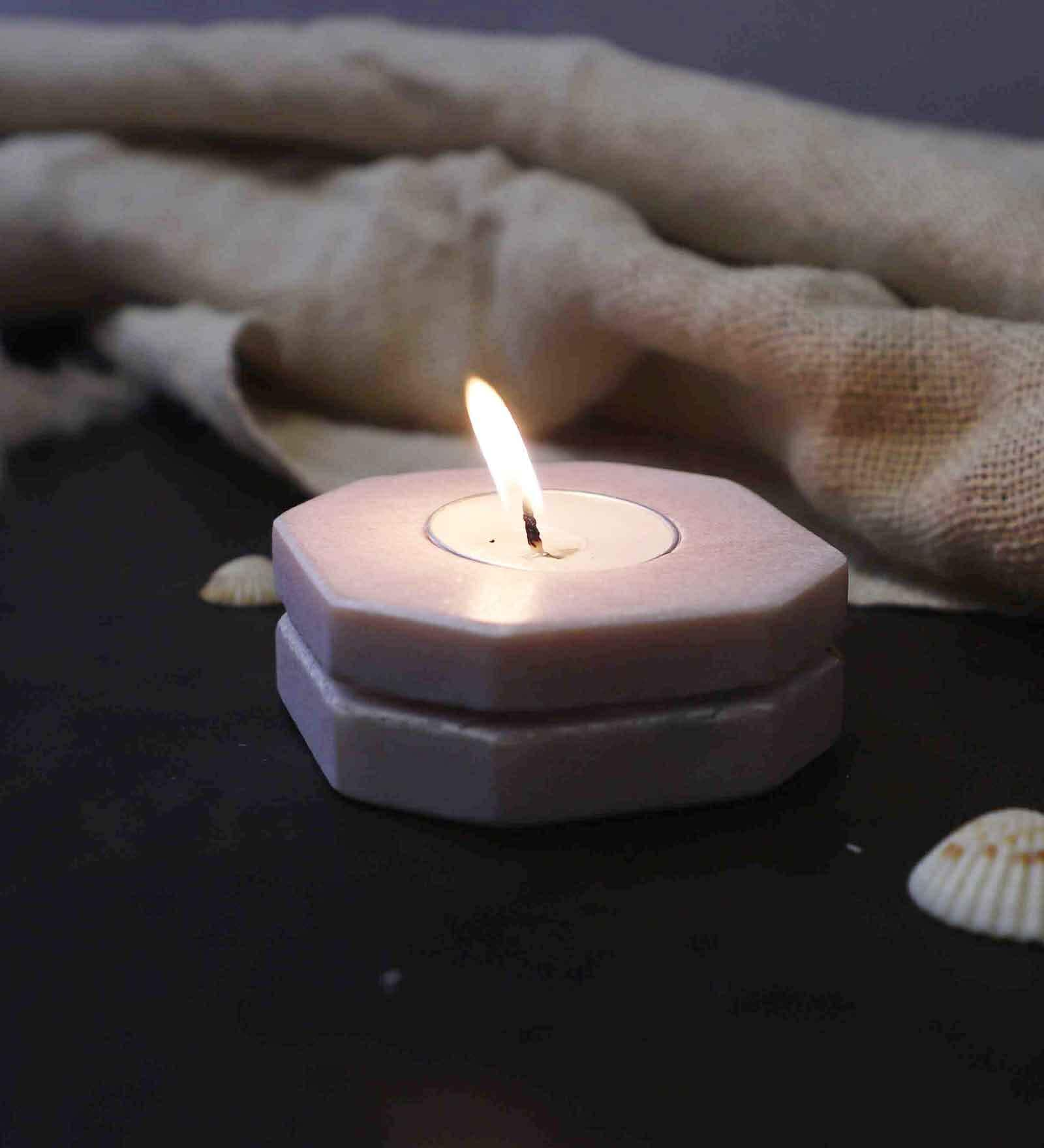 Buy Pink Marble Table Tealight Holder With Candles at 31% OFF by ...