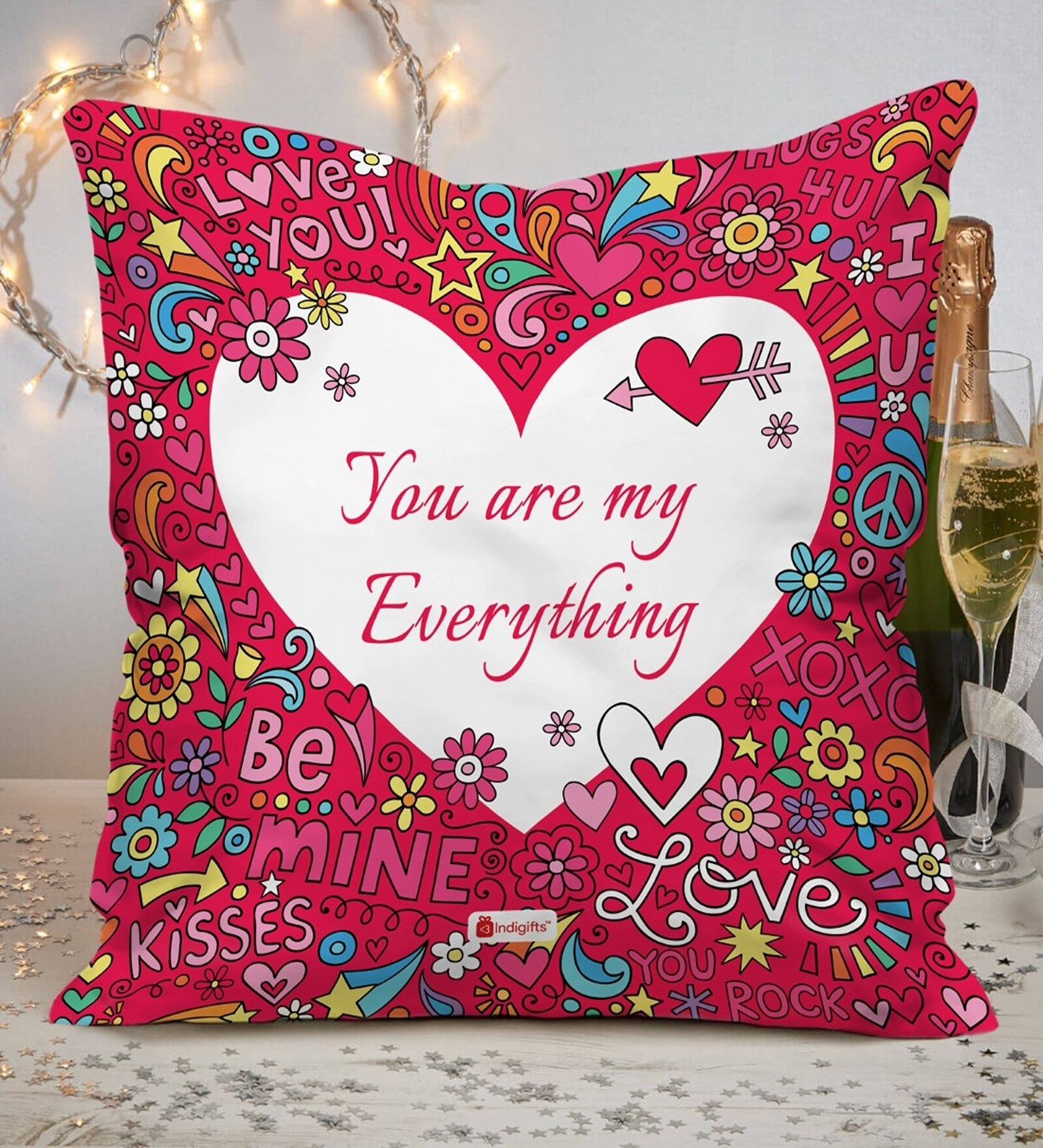 Pink Poly Cotton Quotes 12x12 inches 1 Cushion Cover With filler