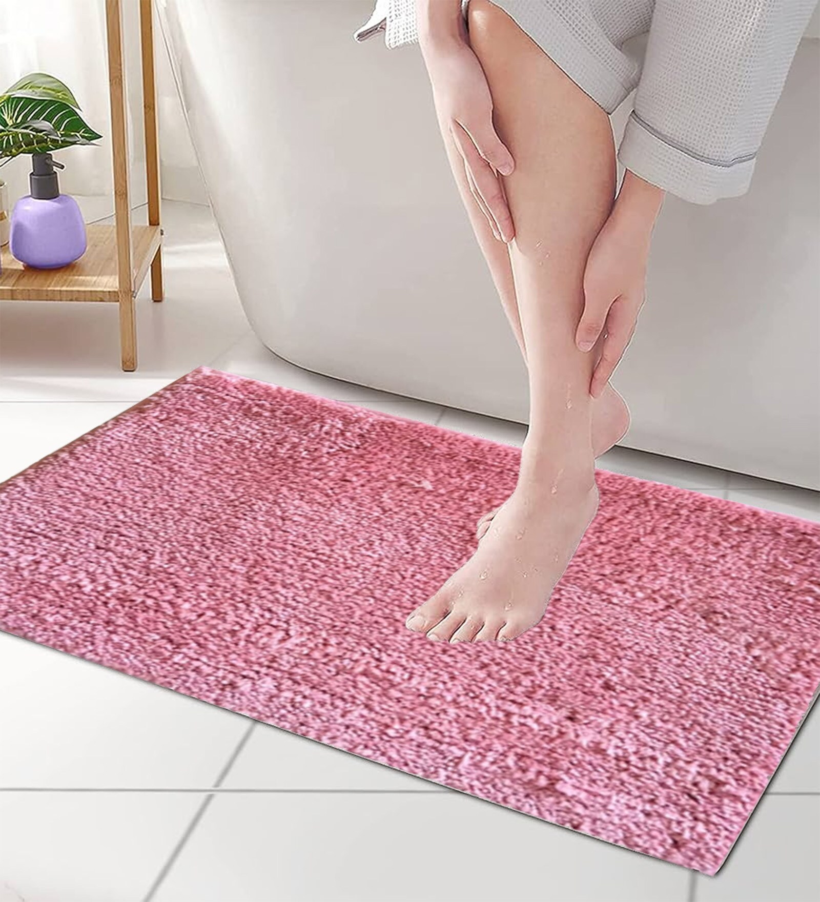 Pink Polyester 18 x 12 inches Max Absorbant Bath Mat