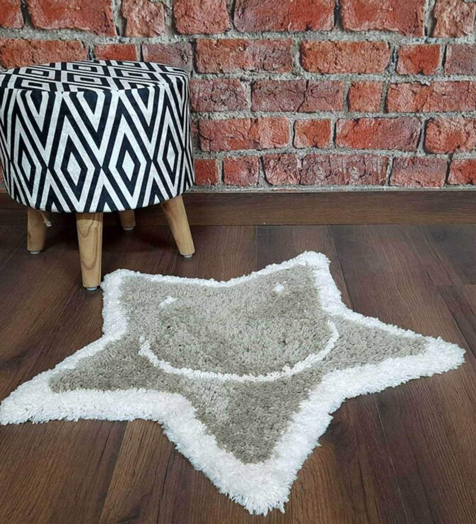 Grey Abstract Polyester 30 x 30 Inches Star Floor mat