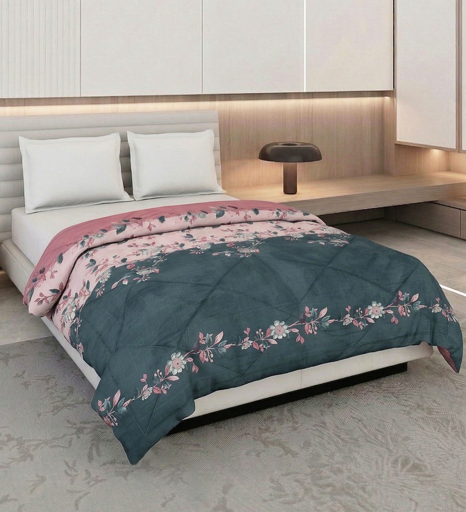 Pink Polyester Solid 105 GSM Double Bed Comforter