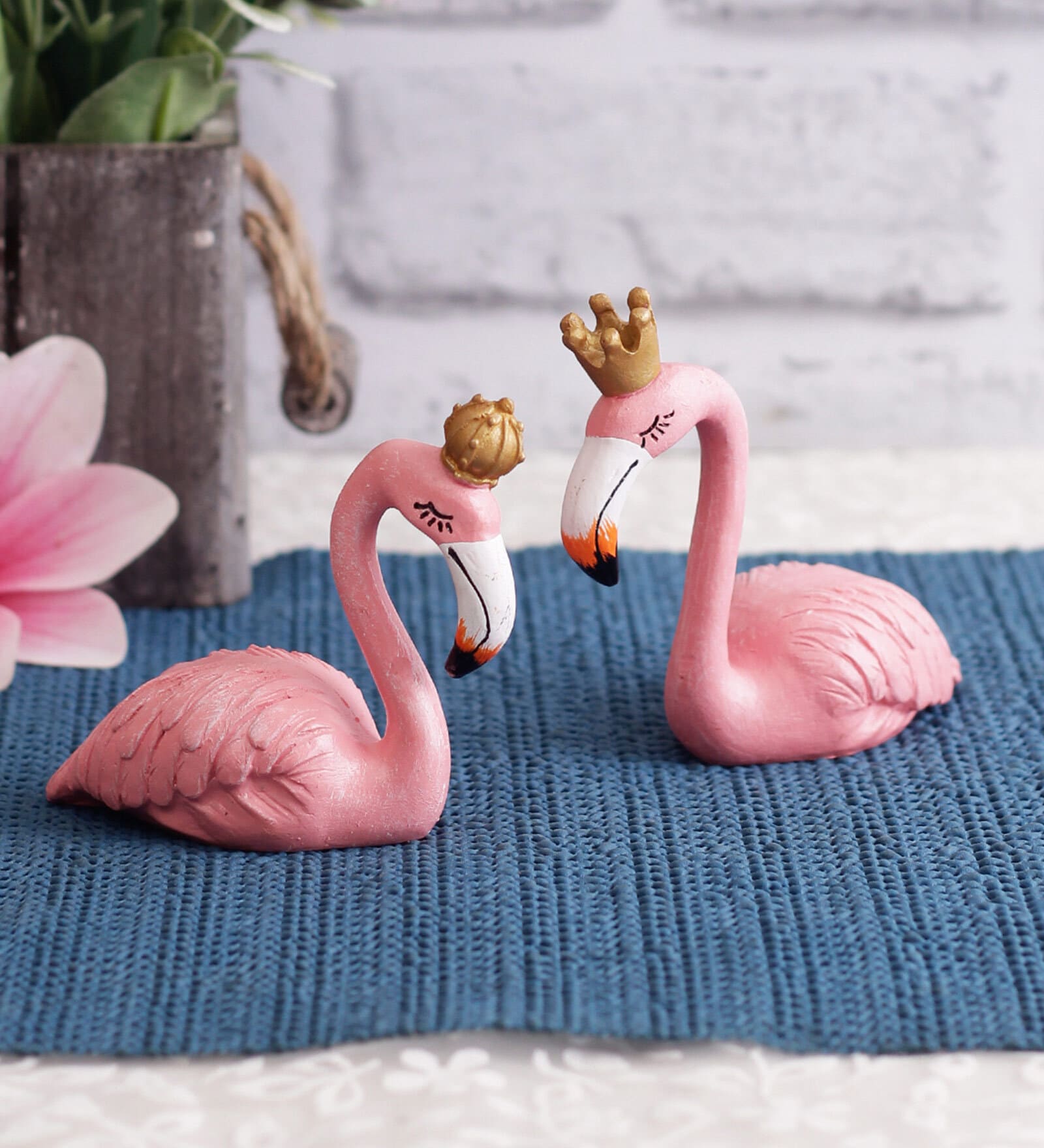 Buy Pink Polyresin Poly King Queen Flamingo Bird Figurine by Tayhaa at