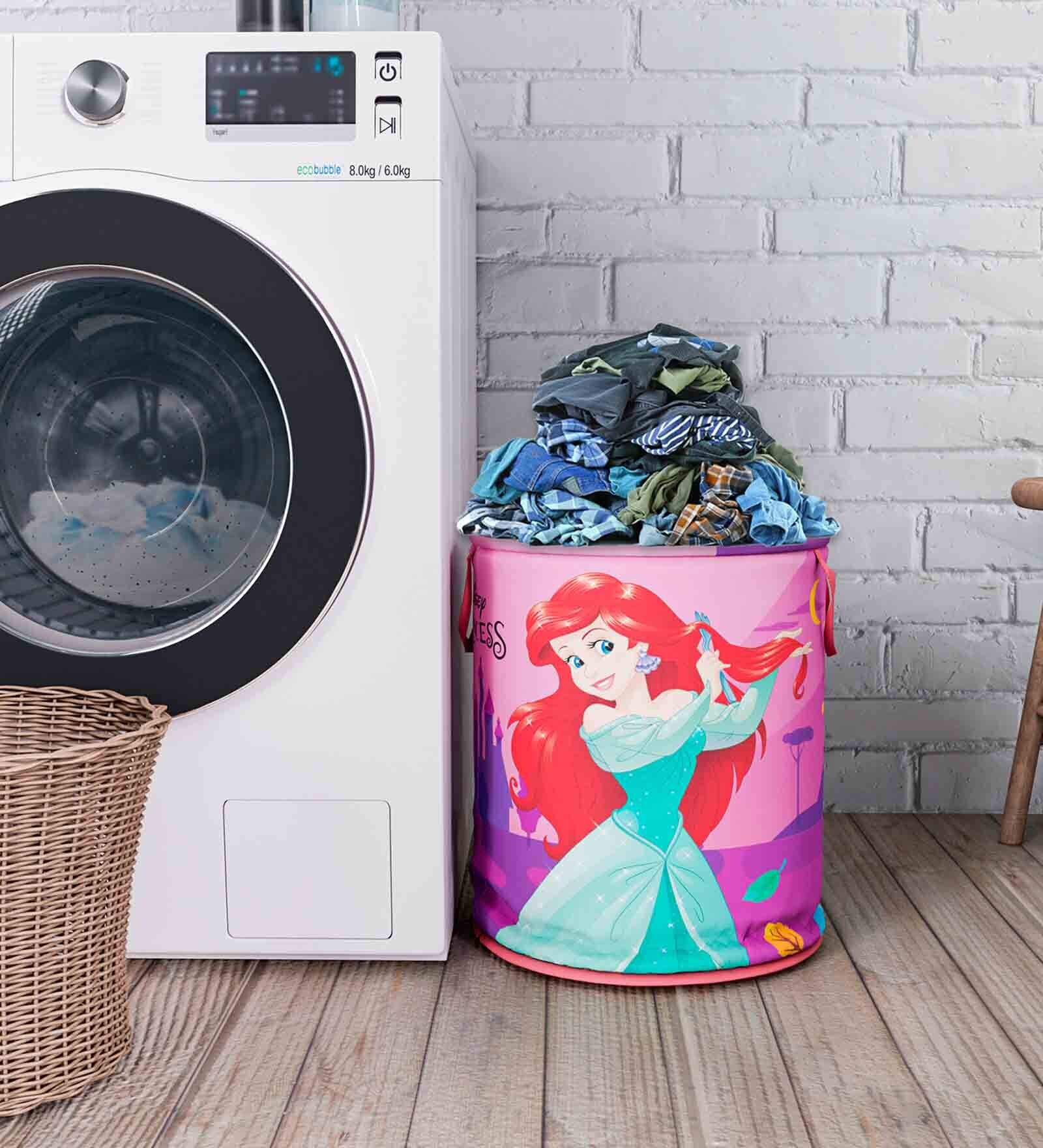 Pink Polyester Foldable 45 Litre Laundry Basket