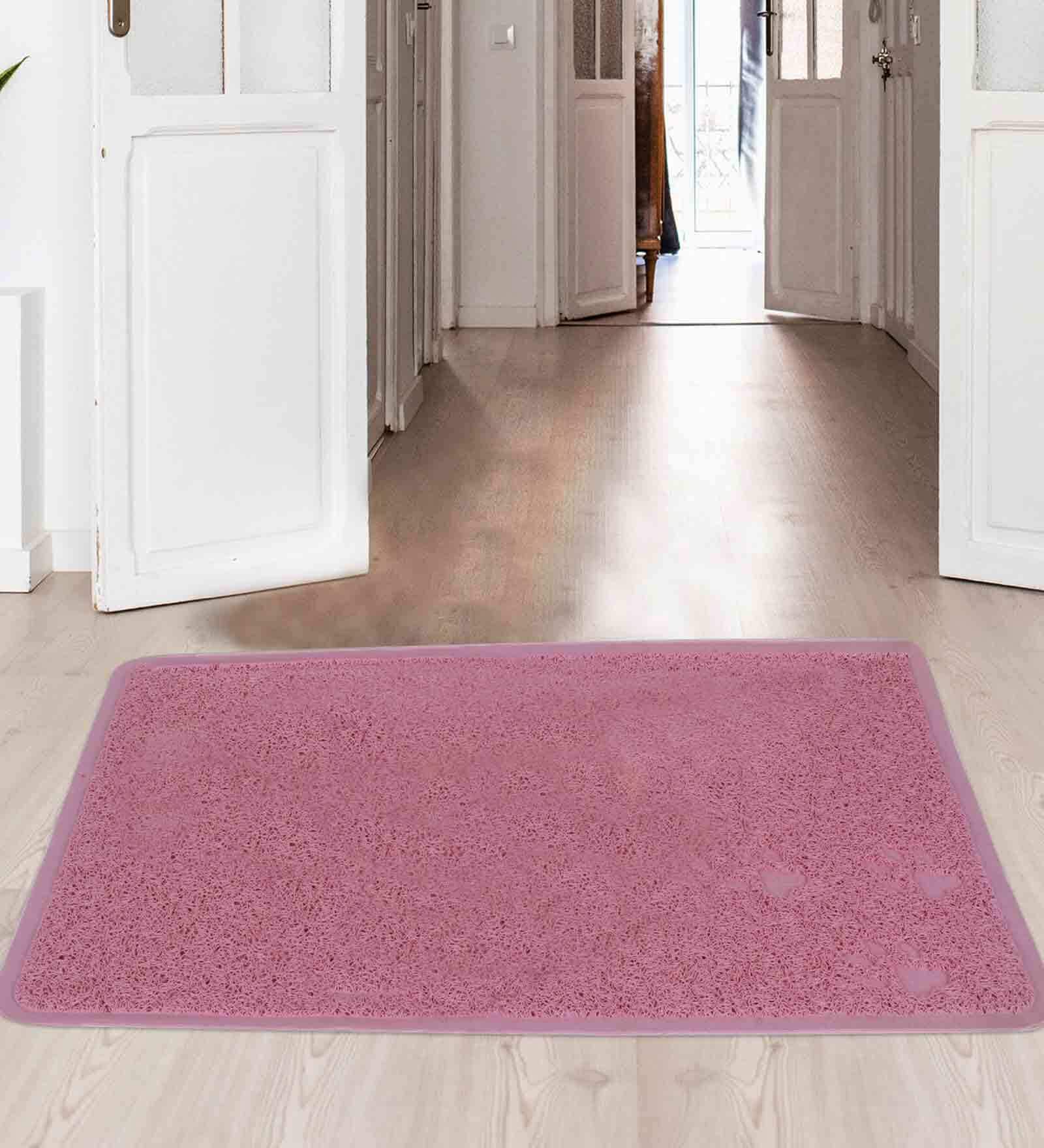 Pink PVC Solid 24 X 16 Inches AntiSkid Bath Mat