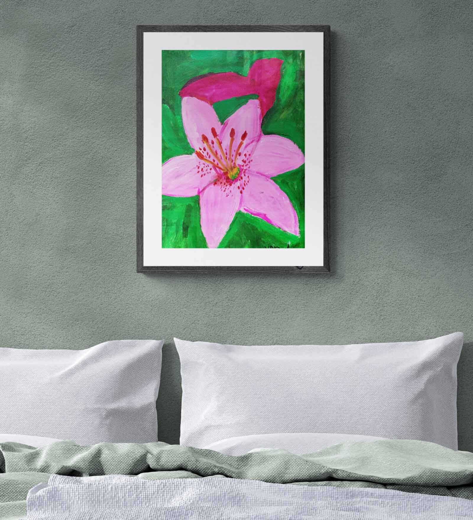 Pink Shoe Flower  Handmade Acrylic Paint On Canvas Unframed