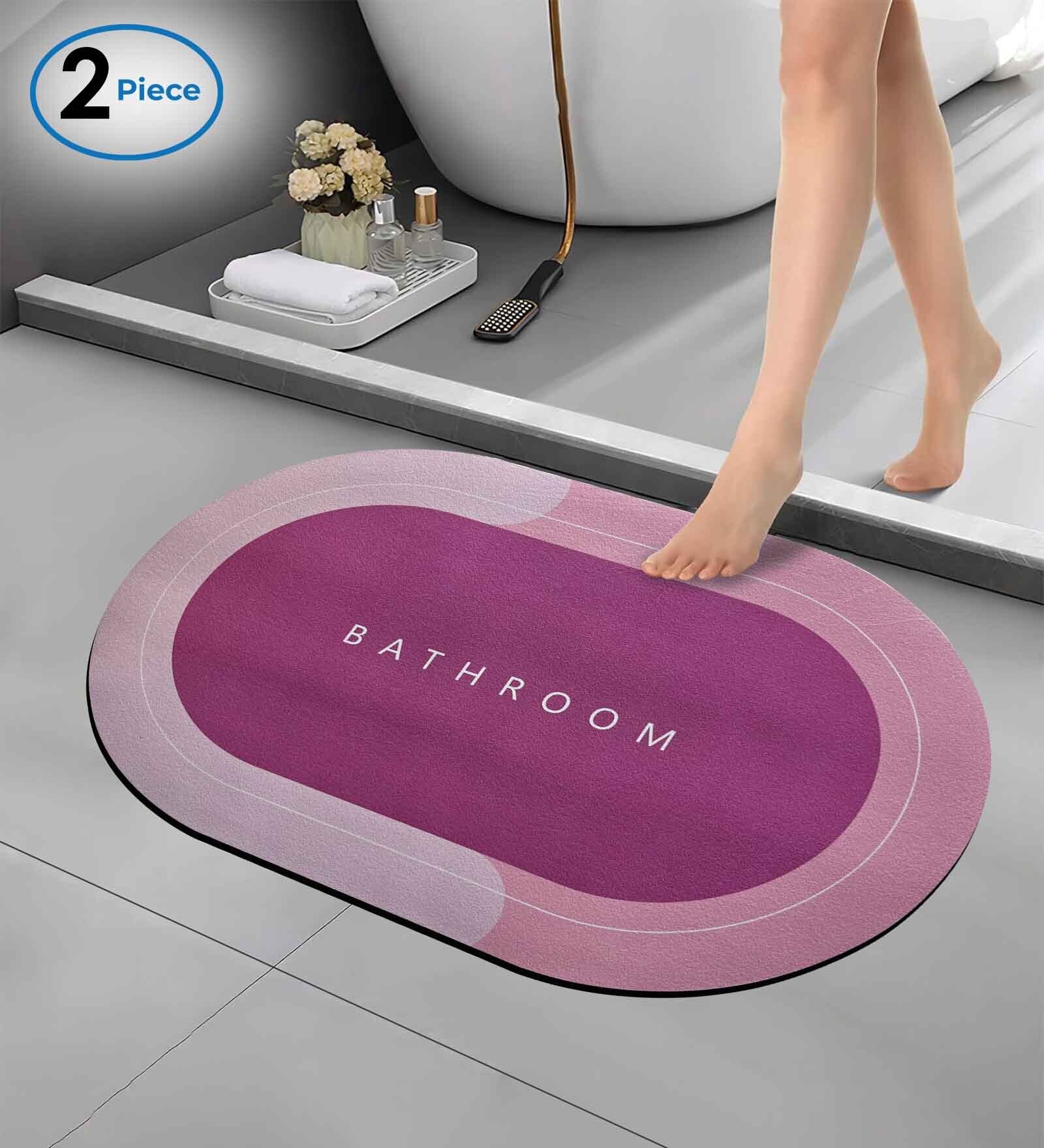 Pink Slogan Rubber 24x16 Inches AntiSkid Bath Mats (Pack of 2)