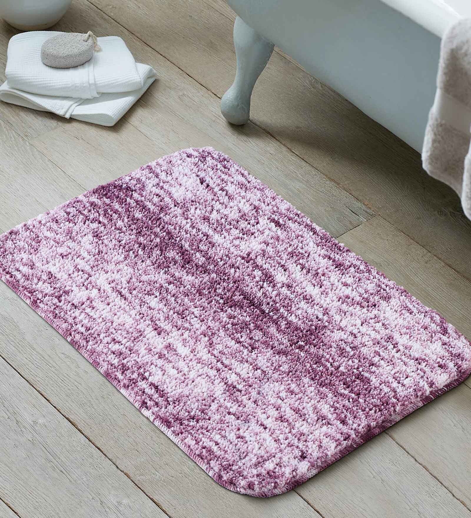 Pink Solid Polyester 28x20 Inches AntiSkid Bath Mat