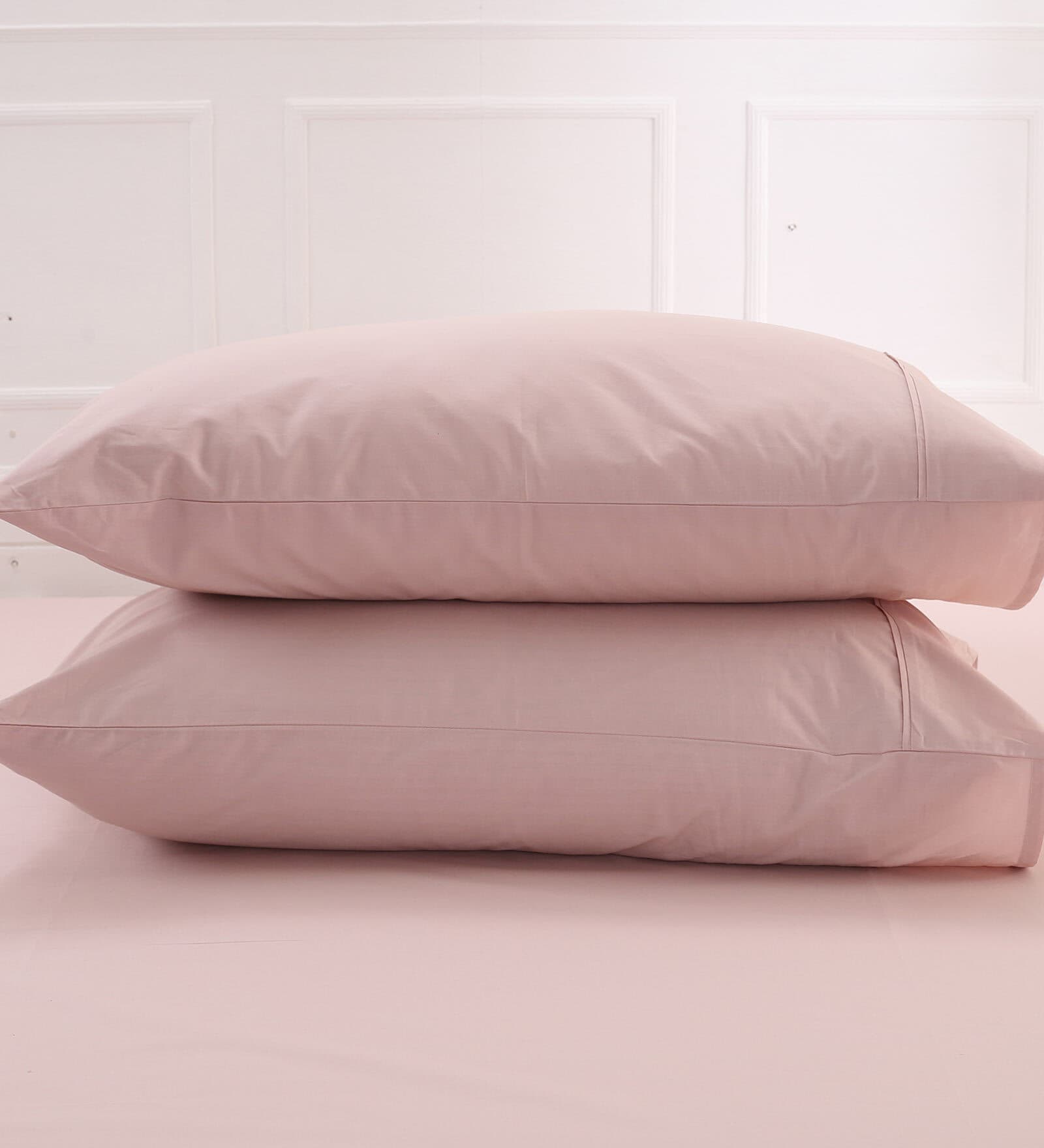 Pink Solid 200TC Cotton 20 x 30 Inches Pillow Covers (Set of 2)