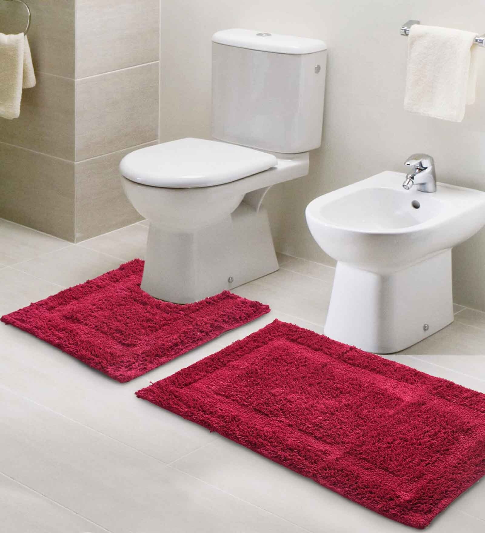 Pink Solid Cotton 31.5x20 Inches Max Absorbant Bath Mat