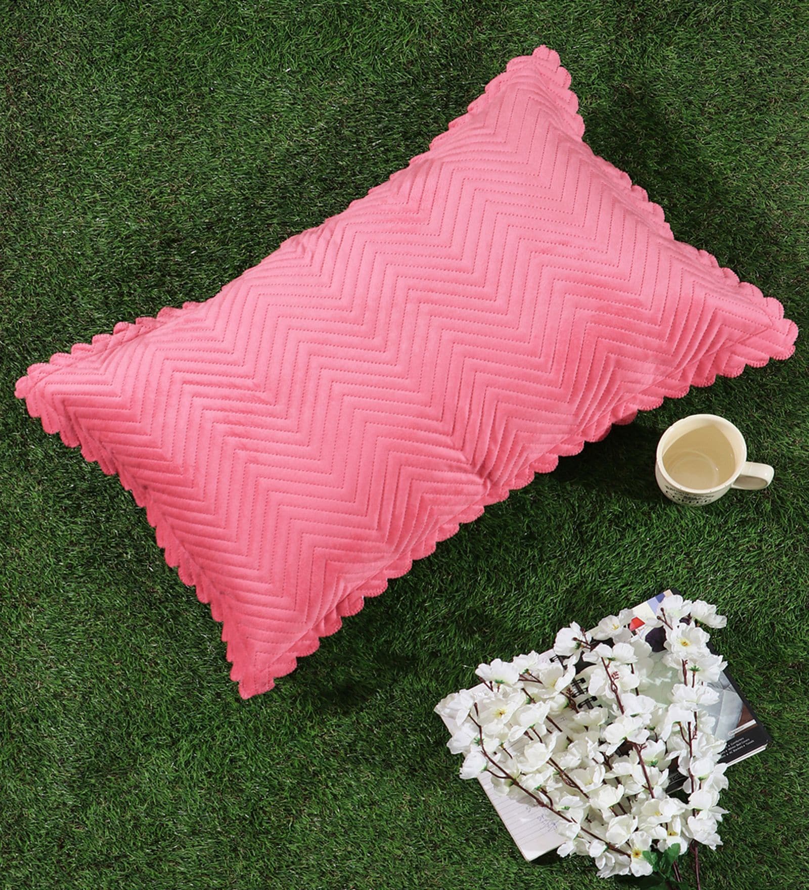 Pink Solid Velvet 27x18 Inches Pillow Cover (1Pc)