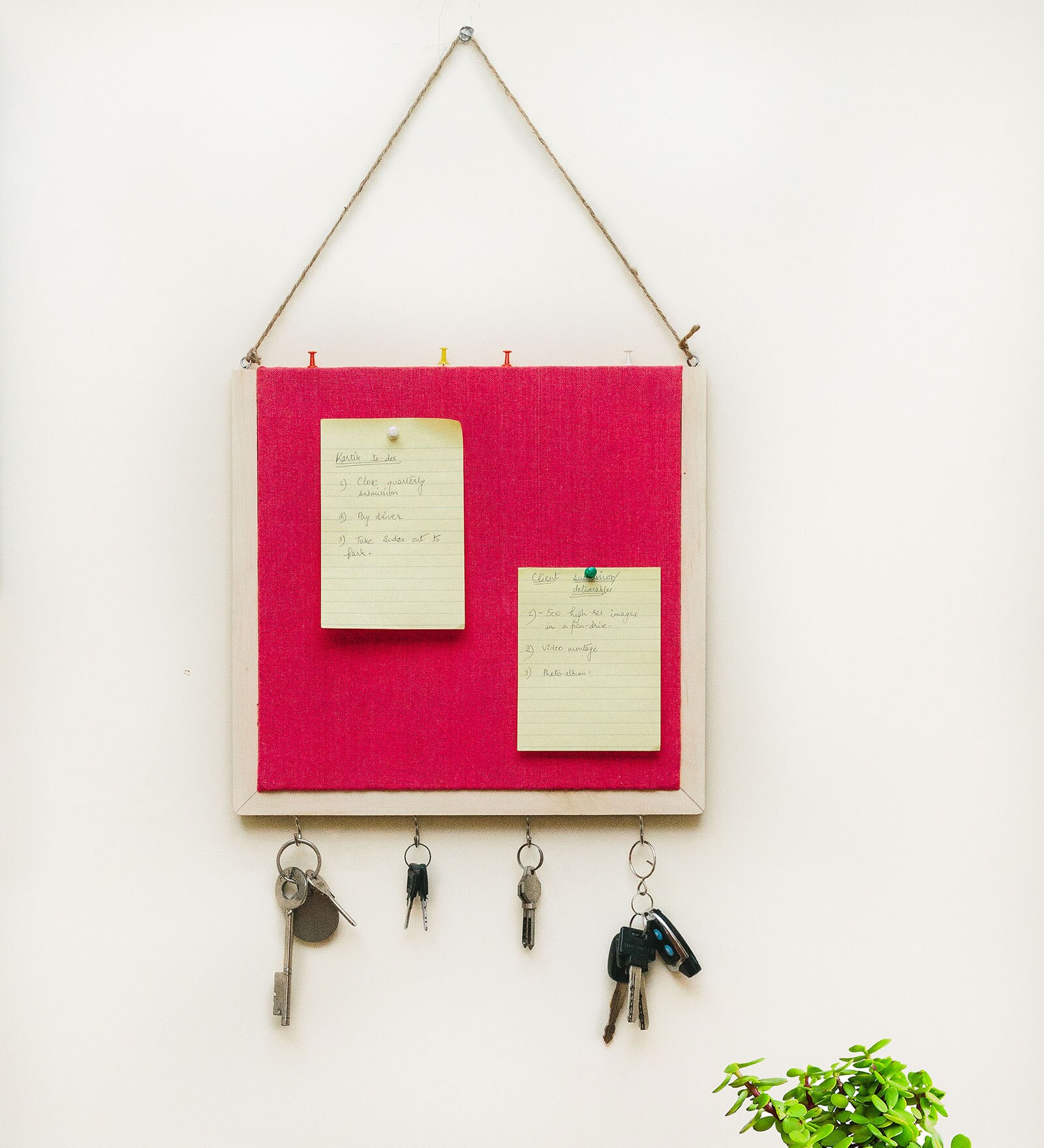 Pink Solid Wood Key Holder