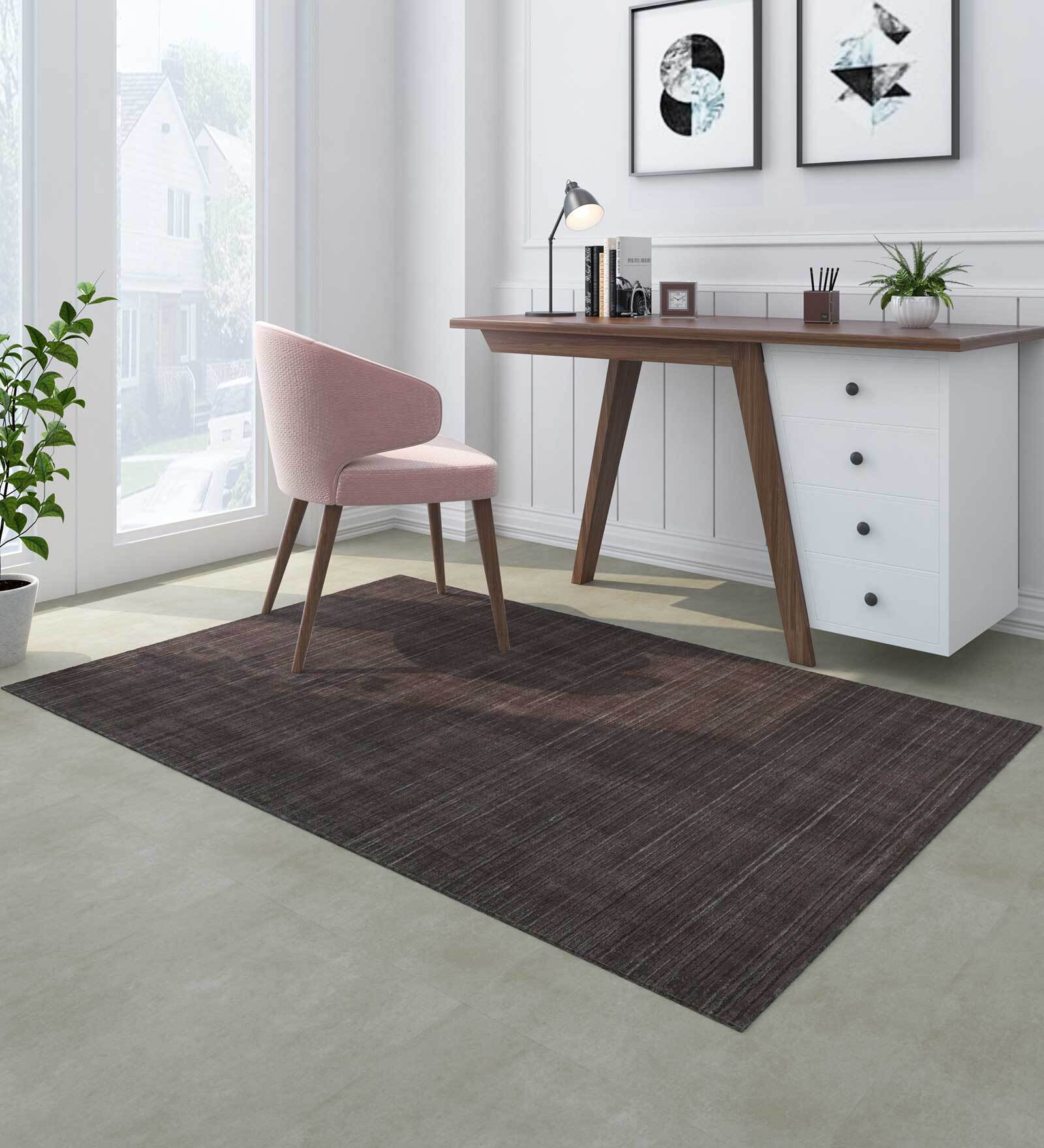 Pink Solid Wool & Bamboo Silk 8 ft x 10 ft Hand Woven Carpet