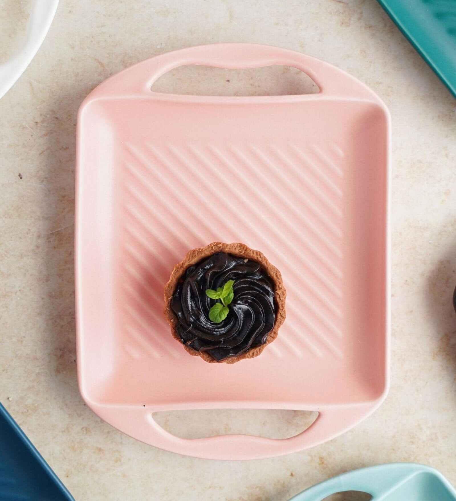 Buy Pink Square Small Pink Ceramic Baking Tray Online Baking Dishes