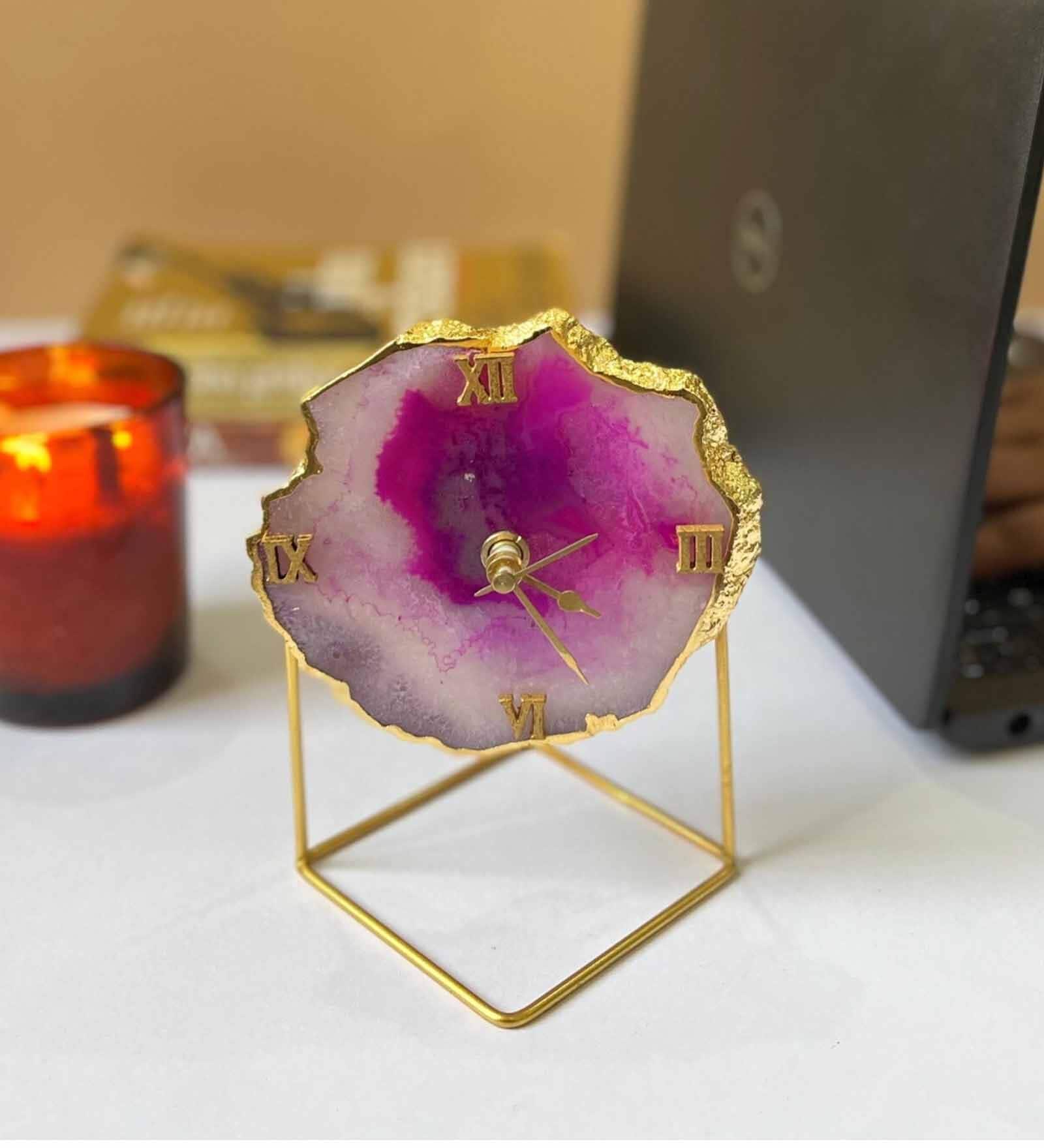 Pink Stone Table Clock