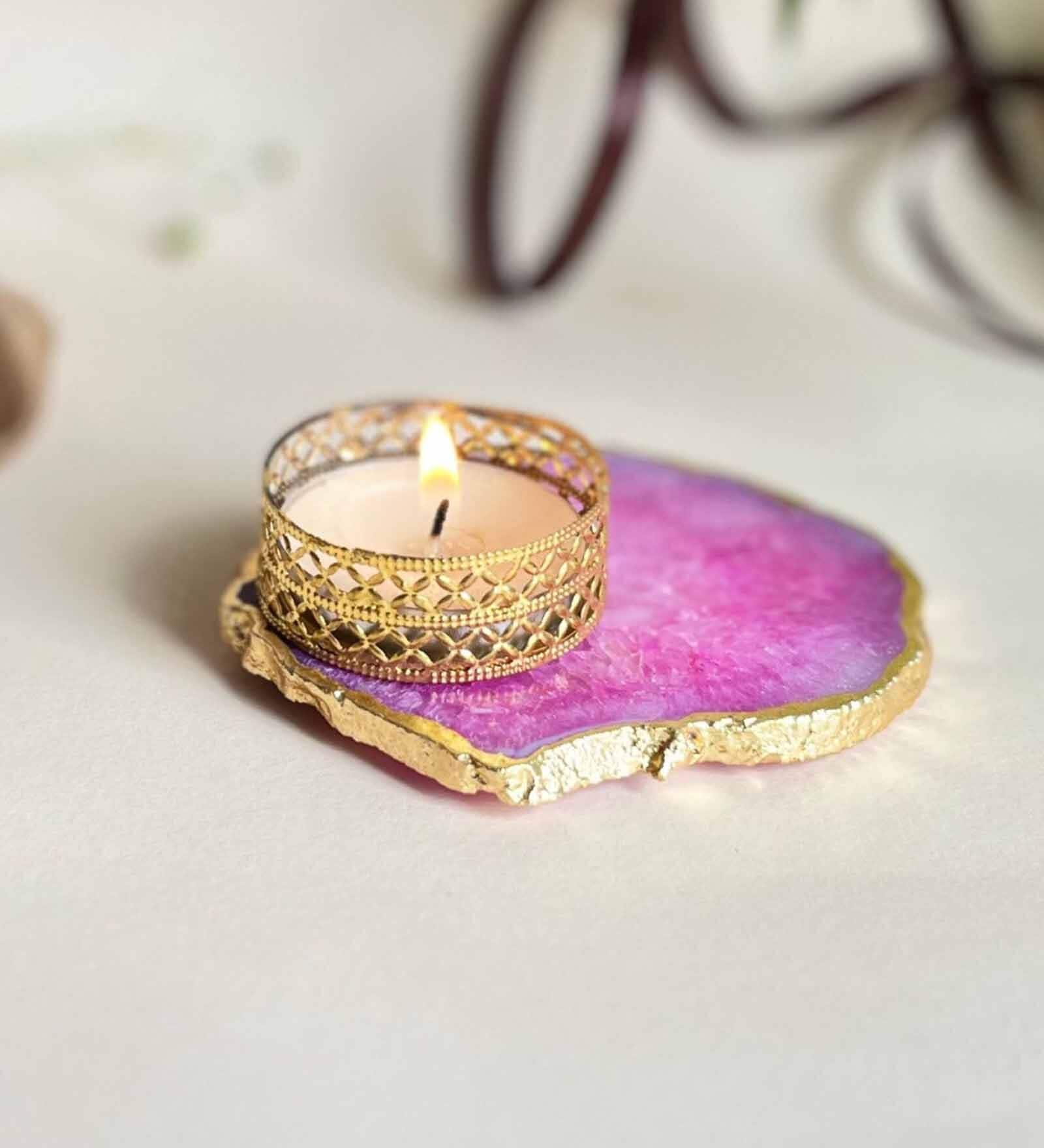 Pink Stone Tealight Holder