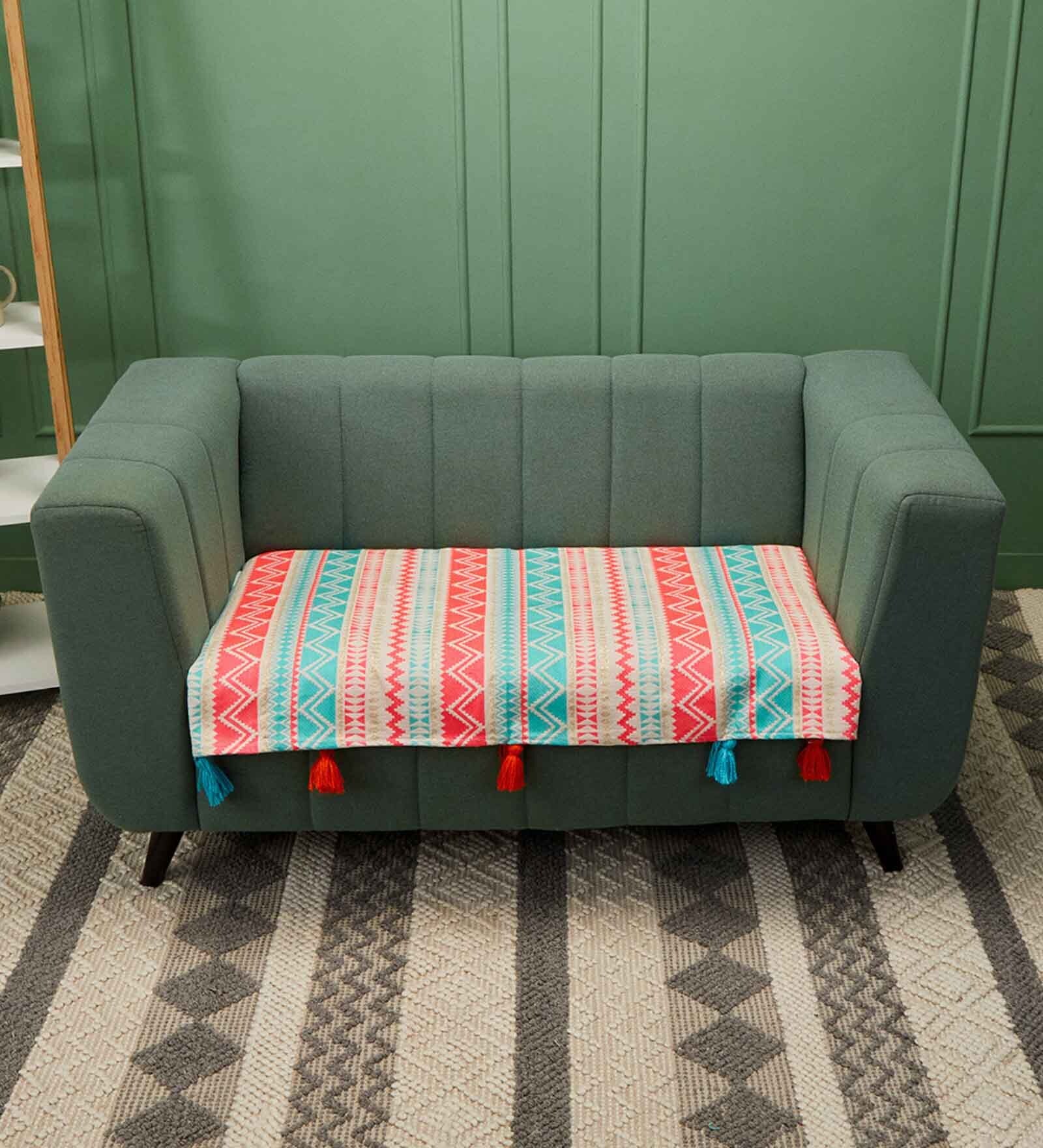 Sea Green Jacquard 2 Seater Sofa Cover