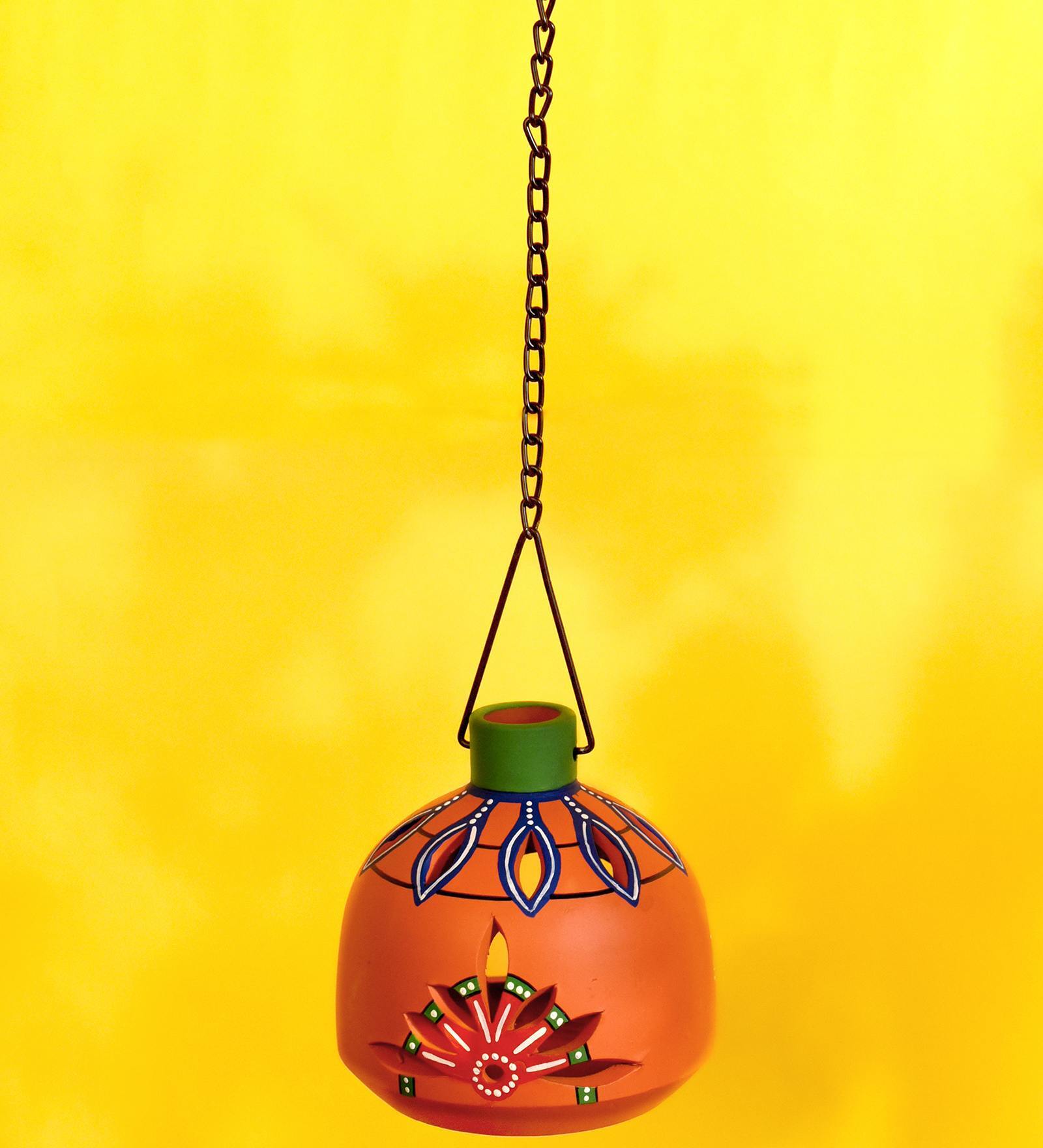 Pink Terracotta Hanging Tea Light Holder