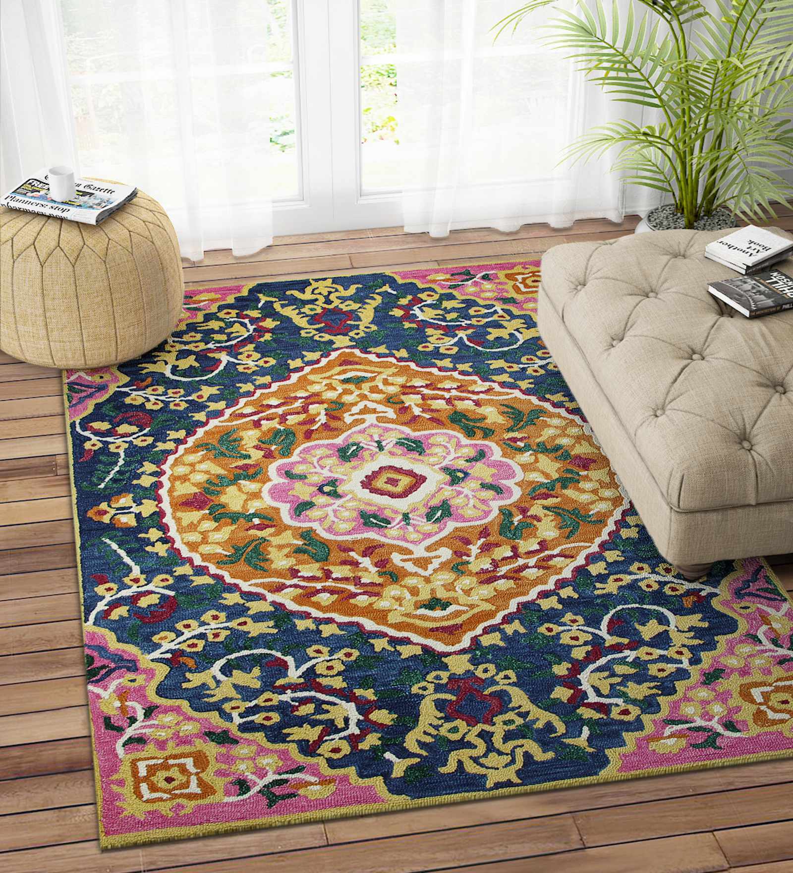 Pink Traditional Wool 5ft x 8 ft Hand Tufted Carpet