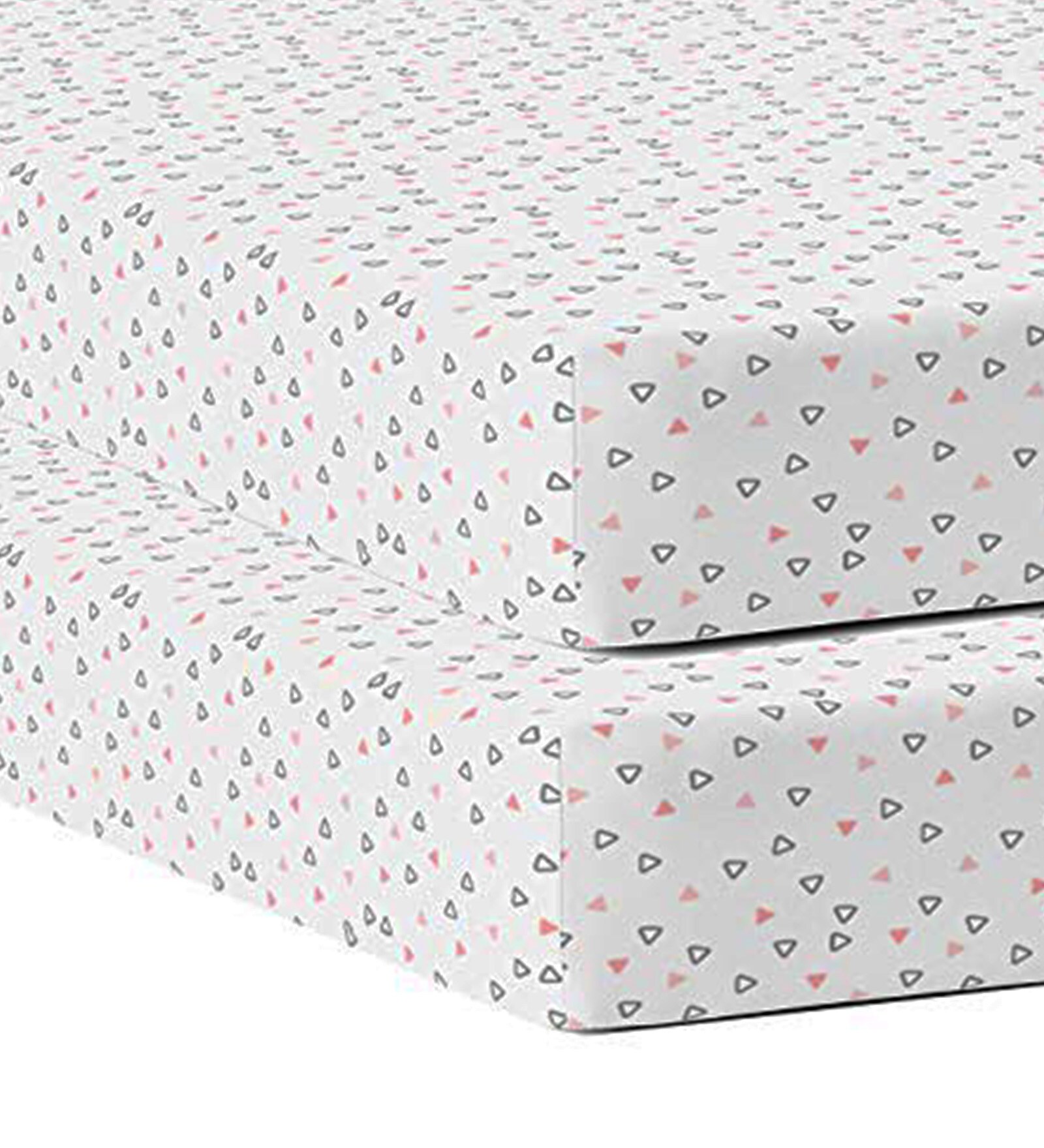 Pink Triangles 48 x 24 in Organic Cotton Fitted Crib Sheet, Set of 2