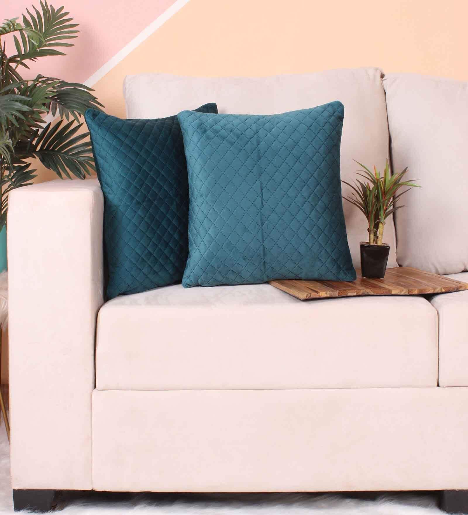 Pink Velvet Solid 24x24 inches Cushion Covers (Pack of 2)