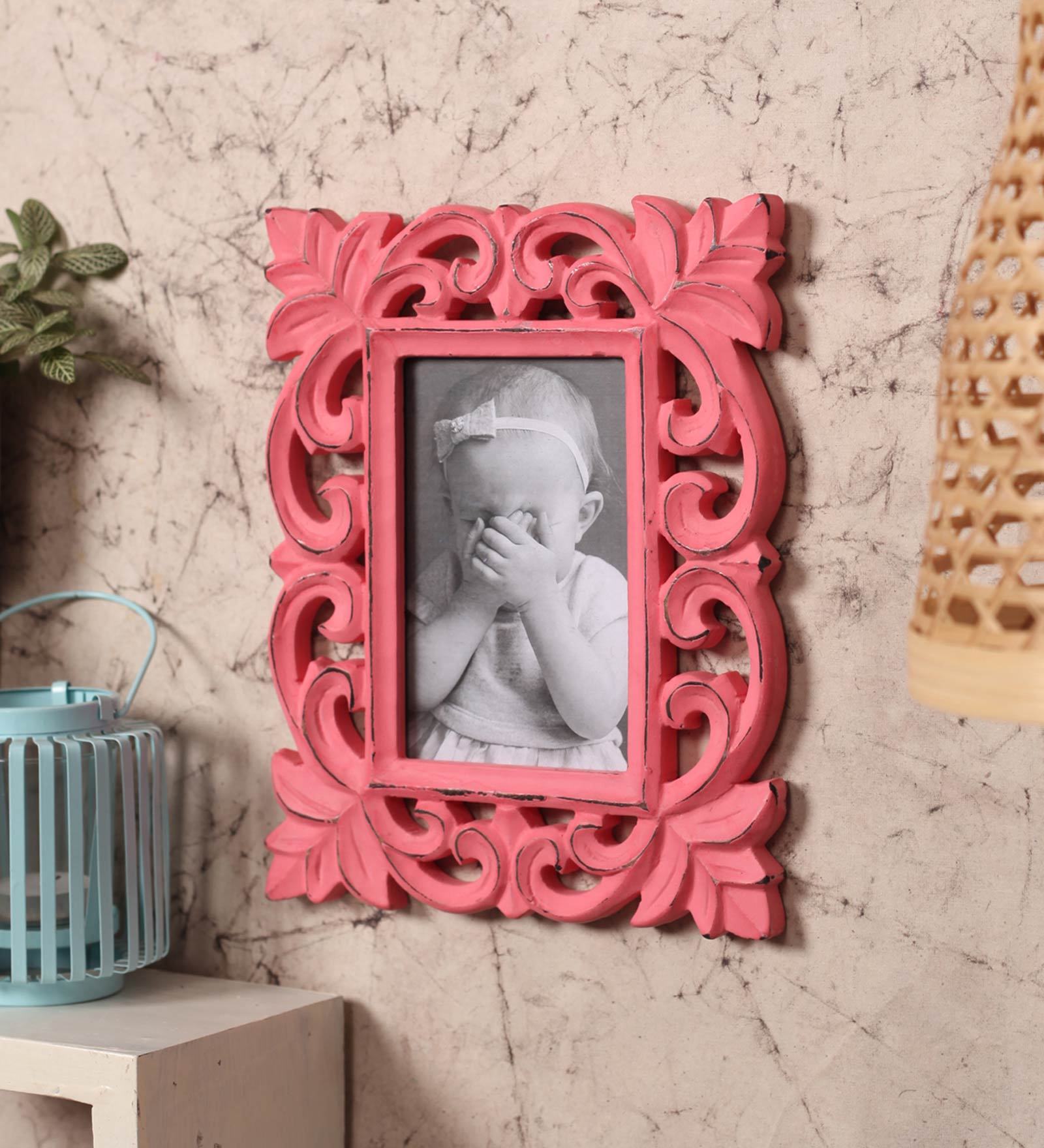Pink Wooden Handcrafted Vertical Wall Hanging Photo Frame