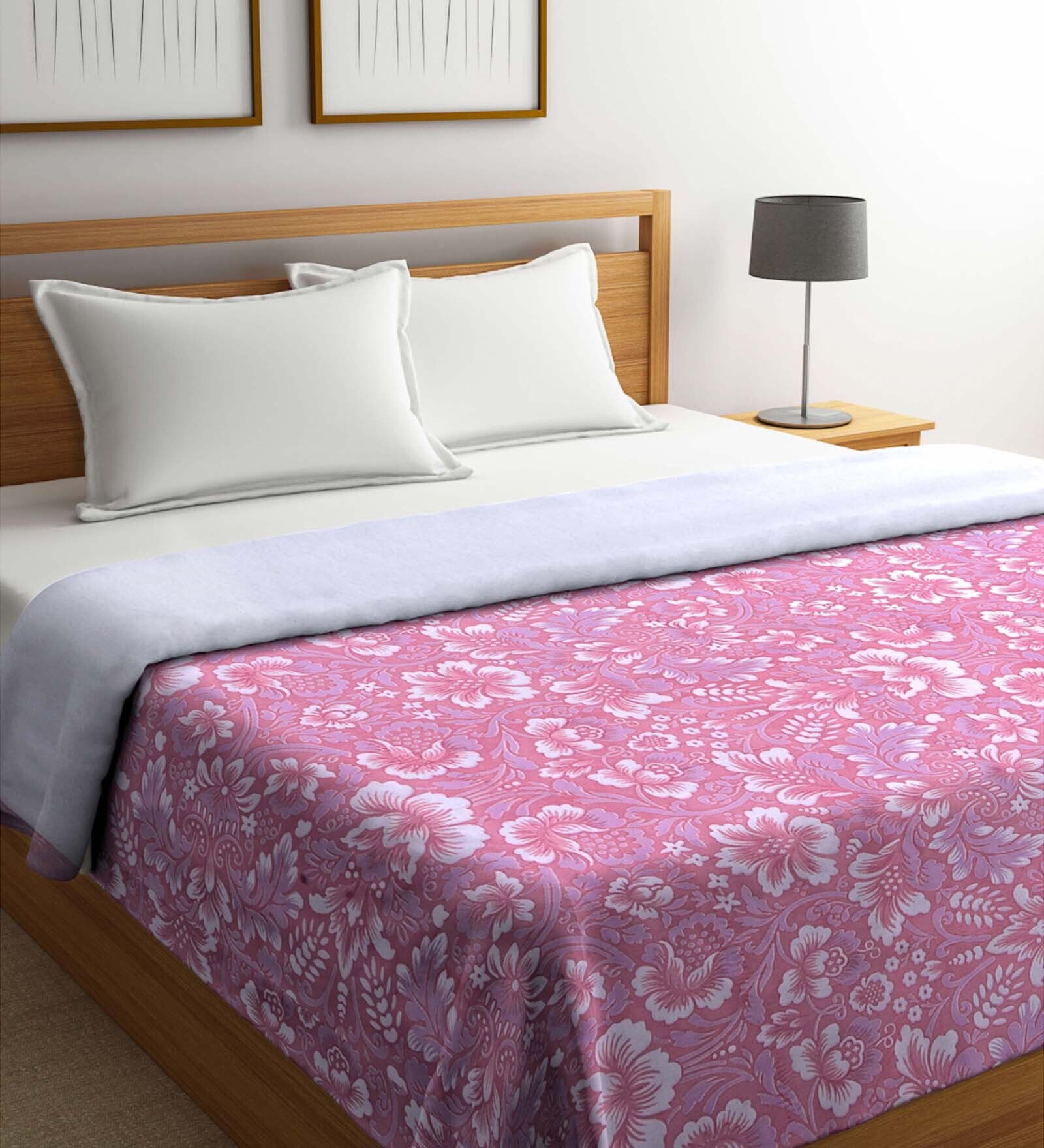 Buy Pink Wool Floral 300 GSM Double Bed Comforter by Klotthe at 70 OFF