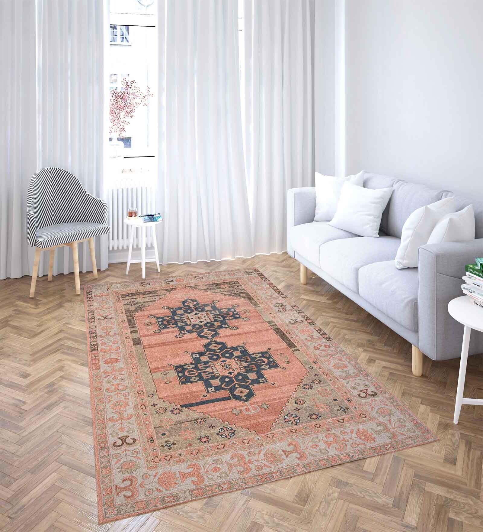 Pink Wool Traditional 6 ft x 9 ft Hand Tufted Carpet