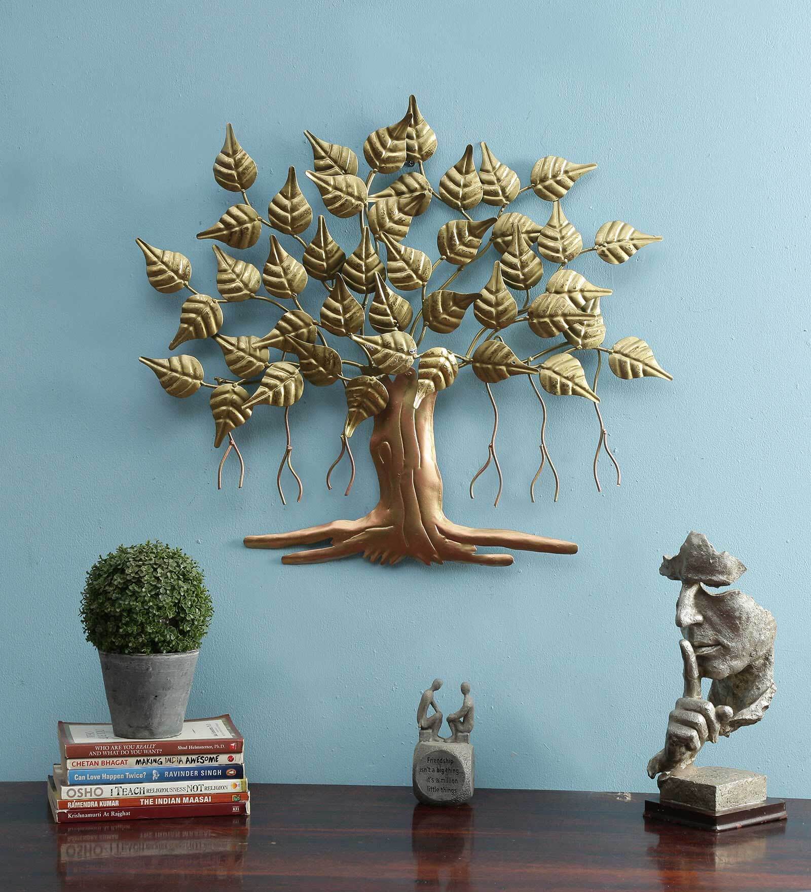 Iron Piple Tree Wall Art In Gold