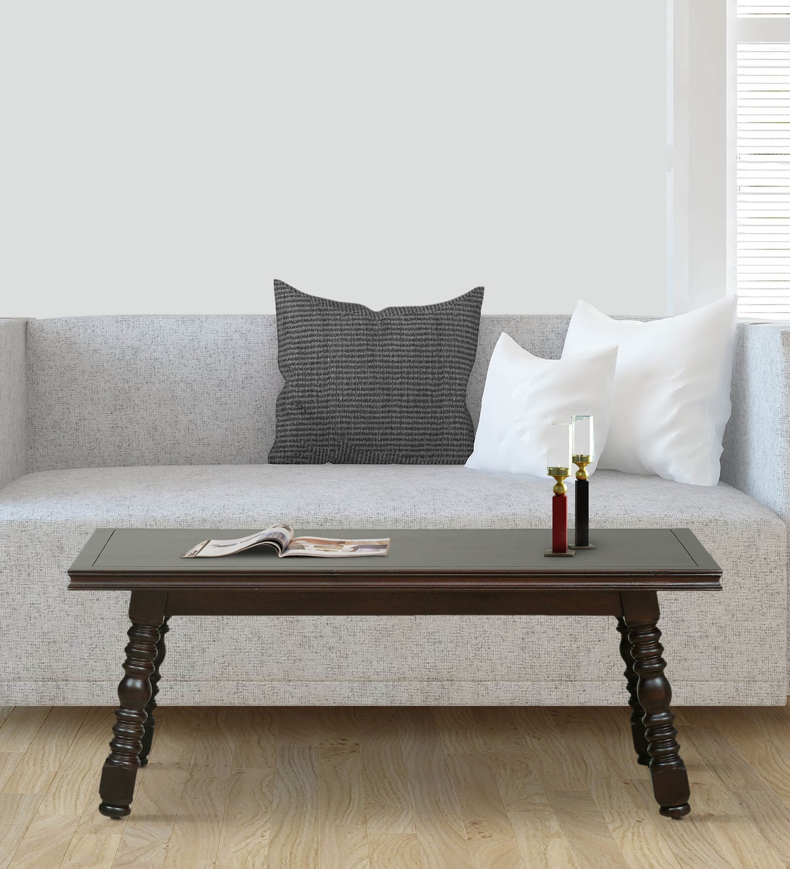 Pitthika Solid Wood Rectangular Coffee Table In Warm Chestnut Finish