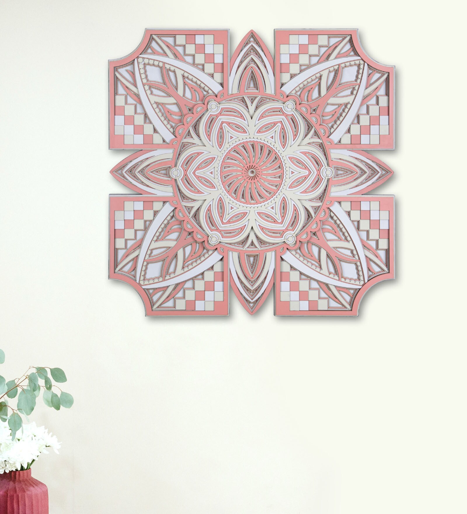 Buy Pixelated Pinewood Wall Mural in Multicolour by Wooden Art Studio