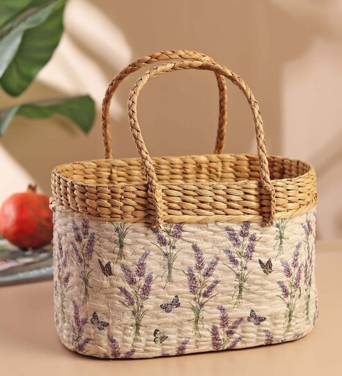 Picnic Baskets | Lunch Bag | Jute Baskets | Cane Basket for Gifting | Seagrass Tiffin Basket (Design 01)