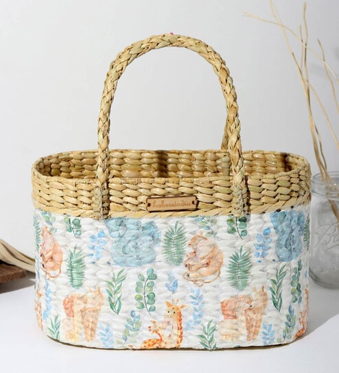 Picnic Baskets | Lunch Bag | Jute/Cane Basket for Gifting | Tiffin Basket | Wicker Baskets (Design 02)