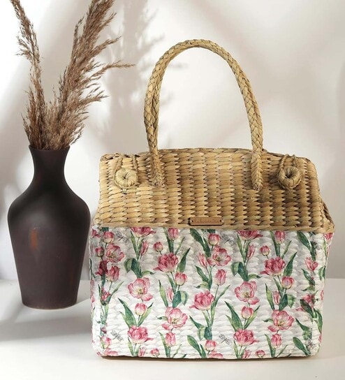Picnic Baskets | Lunch Bag | Travel Baskets | Jute Baskets for Gifting | Wicker Basket (Design 02)