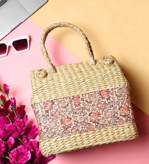 Picnic Baskets | Lunch Basket | Cane or Jute Basket | Cane Basket for Gifting | Wicker Baskets | Morden Picnic Rectangular Basket (Multi Colour 2)