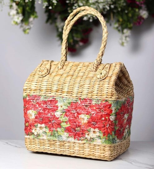 Picnic Baskets | Lunch Basket | Cane or Jute Basket | Cane Basket for Gifting | Wicker Baskets (Design 09)