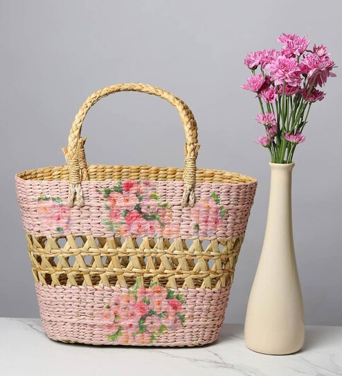 Picnic Baskets | Lunch Basket | Cane or Jute Basket | Cane Basket for Gifting | Wicker Baskets (Multi Color 10)