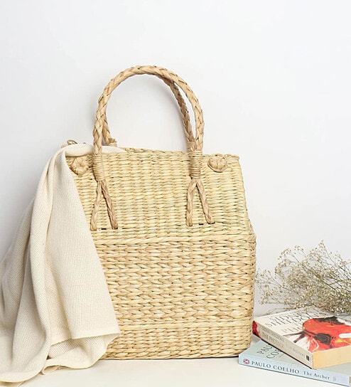 Picnic Baskets | Lunch Basket | Jute Basket for Gifting | Wicker Baskets (Large: 35x25x38 cm)