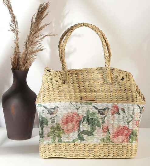 Picnic Baskets | Lunch Basket | Jute Travel Baskets | Cane Basket for Gifting (Design 01)