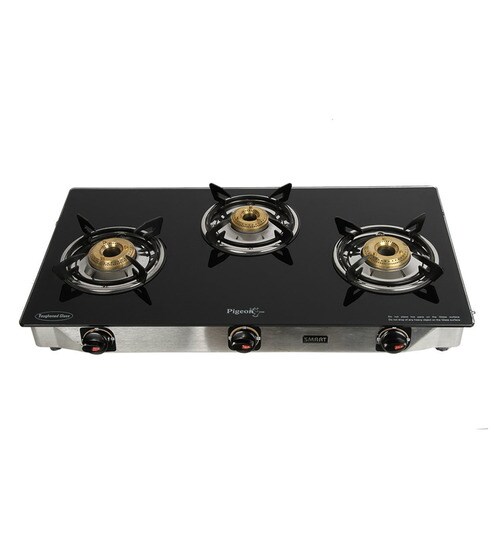 Buy Pigeon Blackline Smart Black Stainless Steel 3-burner LPG Gas Stove ...