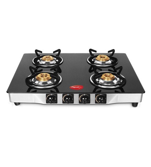 Buy Pigeon Crystal Ss And Brass 4 Burner Lpg Gas Stove Online