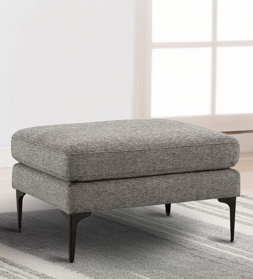 Piled Fabric Foot Stool In Grey Colour