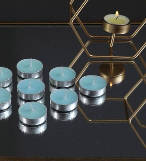 Pineapple Aroma Light Blue Metal (Pack Of 50) Tea Light Candles