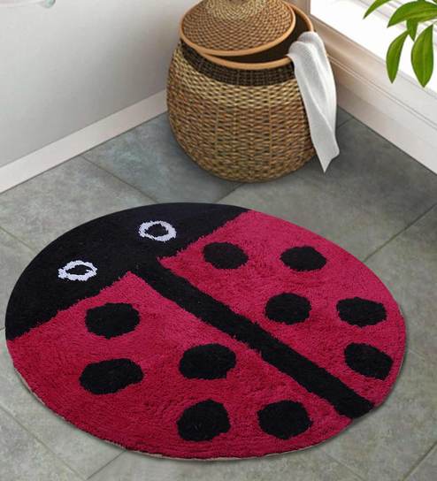 Buy Pink Black Colour Ladybug Design 100 Cotton Mat By S9home